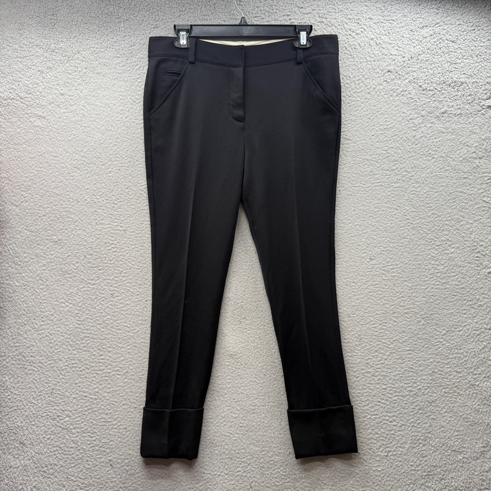 Diane von Furstenberg Women’s Black Wool Blend Straight Cuffed Leg Pants Size 8